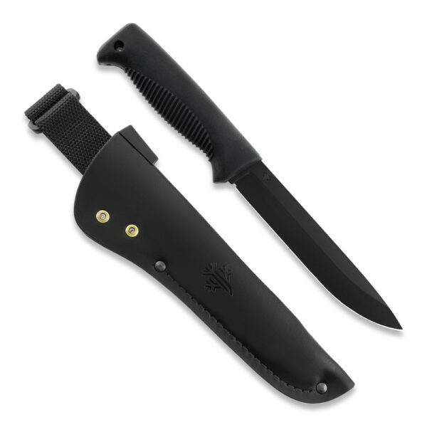 M95_01black_leather M95 RANGER PUUKKO PTFE Teflon / Black, leather sheath